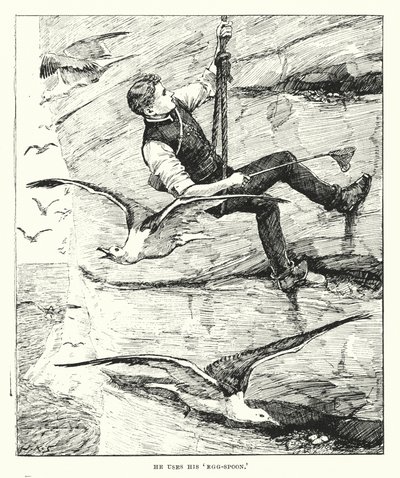 يستخدم "ملعقة البيض" (النقش) الخاصة به بواسطة مدرسة اللغة الإنجليزية