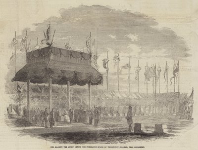 Her Majesty the Queen laying the Foundation-Stone of Wellington College, near Sandhurst (engraving) بواسطة مدرسة اللغة الإنجليزية