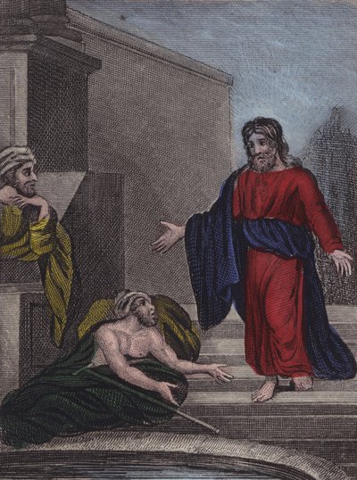 هنا في بركة بيثيسدا الفقراء ... (نقش ملون) بواسطة مدرسة اللغة الإنجليزية