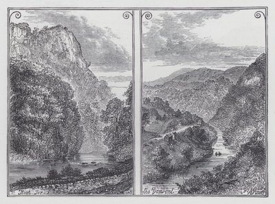 High Tor, The Derwent (engraving) بواسطة مدرسة اللغة الإنجليزية