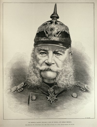 جلالة الإمبراطور وليام الأول (1797-1888) ، ملك بروسيا والإمبراطور الألماني ، من "أخبار لندن المصورة" ، نقشها ر تايلور ، 19 مارس 1887 بواسطة مدرسة اللغة الإنجليزية