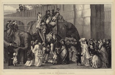 Holiday Folks at the Zoological Gardens (engraving) بواسطة مدرسة اللغة الإنجليزية