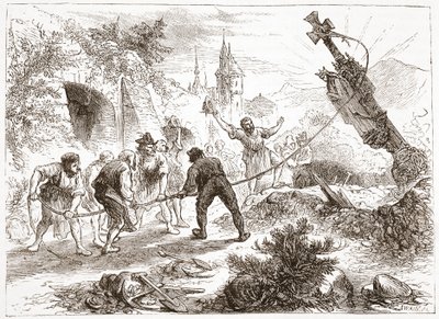 هوتينغر يدمر الصورة ، التوضيح من تاريخ البروتستانتية بقلم جيمس أيتكين ويلي (1808-1890) ، حانة. 1878 بواسطة مدرسة اللغة الإنجليزية