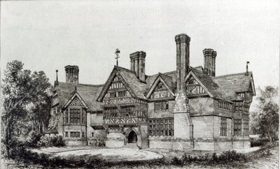 أقيم البيت مؤخرًا في Harrow Weald ، من "أخبار البناء" ، 6 سبتمبر 1872 بواسطة مدرسة اللغة الإنجليزية