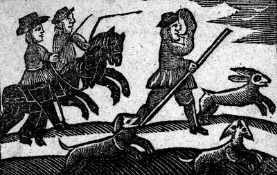 مشهد الصيد ، من كتاب من Roxburghe Ballads بواسطة مدرسة اللغة الإنجليزية