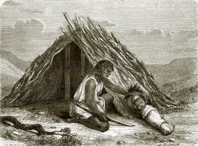 كوخ من Chimehwhueb الهنود بواسطة مدرسة اللغة الإنجليزية