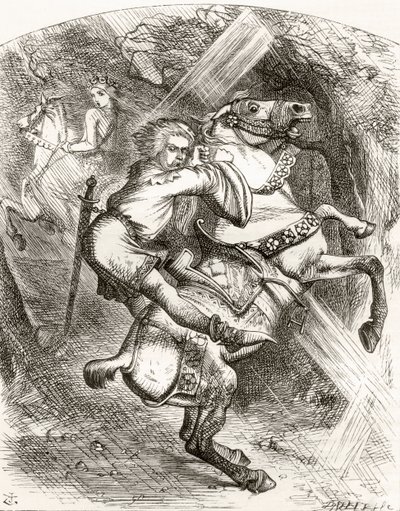 رسم توضيحي بعد J. Tenniel عن قصيدة "تحذير Blasphemer" ، من "The Ingoldsby Legends or Mirth and Marvels" ، بقلم توماس إنغولدسبي ، نُشر عام 1865 بواسطة مدرسة اللغة الإنجليزية