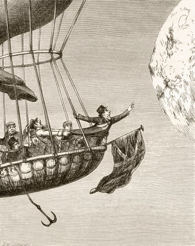 رسم توضيحي لجورج كروكشانك عن قصيدة "بالون مونستر" ، من "أساطير إنغولدسبي أو ميرث أند مارفيلز" ، بقلم توماس إنغولدسبي ، نُشر عام 1865 بواسطة مدرسة اللغة الإنجليزية