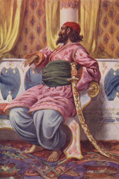 Illustration for Ali Baba and the Forty Thieves (colour litho) بواسطة مدرسة اللغة الإنجليزية