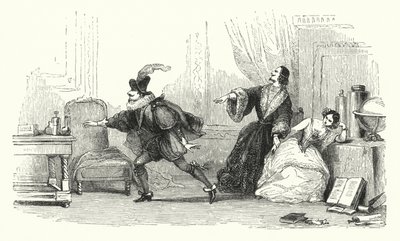 رسم توضيحي لباليه "لو ديابل بويتو" أو "الشيطان على عودين" (نقش) بواسطة مدرسة اللغة الإنجليزية