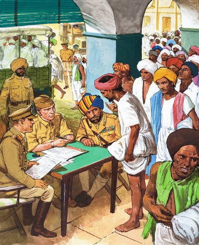 الهنود يوقعون للقتال في الحرب العالمية الثانية بواسطة مدرسة اللغة الإنجليزية