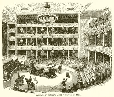 داخل مدرج Astleys في عام 1843 بواسطة مدرسة اللغة الإنجليزية