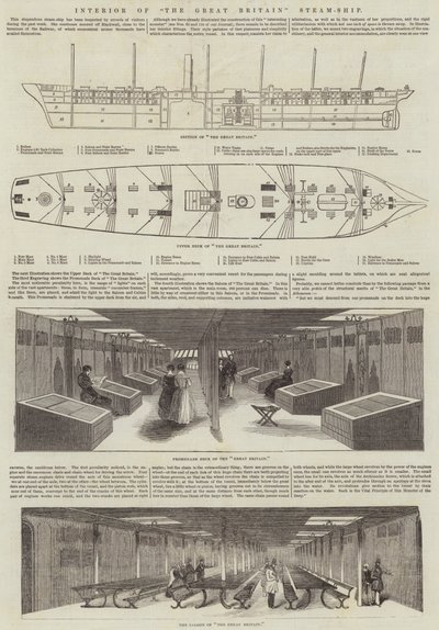 Interior of "The Great Britain" Steam-Ship (engraving) بواسطة مدرسة اللغة الإنجليزية