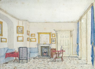 الداخلية في شارع كرزون ، c.1830 (مرحاض بالقلم والحبر على الورق) بواسطة مدرسة اللغة الإنجليزية