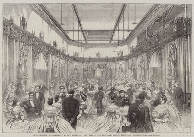 الترفيه الدولي في Guildhall ، الكرة في الصالون المؤقت المقامة في Guildhall-Yard (نقش) بواسطة مدرسة اللغة الإنجليزية