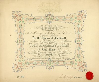 دعوة إلى مأدبة في Guildhall ، لندن ، في 9 نوفمبر 1847 بواسطة مدرسة اللغة الإنجليزية