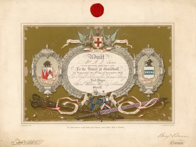 دعوة إلى مأدبة في Guildhall ، لندن ، في 9 نوفمبر 1853 بواسطة مدرسة اللغة الإنجليزية