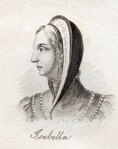 إيزابيلا الأولى ، ملكة قشتالة وليون ، من "قاموس كراب التاريخي" ، نُشرت عام 1825 بواسطة مدرسة اللغة الإنجليزية