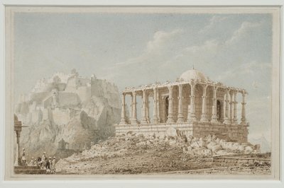 معبد جاين في قلعة كومولمر (ألوان مائية على البطاقة) بواسطة مدرسة اللغة الإنجليزية