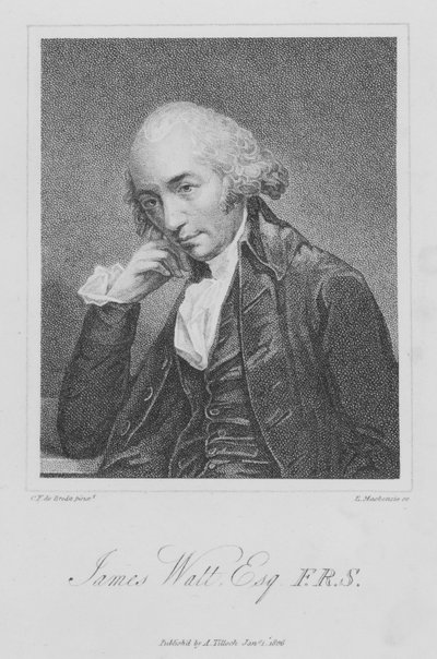 James Watt, Scottish engineer and inventor (engraving) بواسطة مدرسة اللغة الإنجليزية