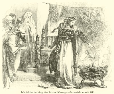 يهوياقيم يحرق الرسالة الإلهية ، إرميا ، السادس والثلاثون ، 23 بواسطة مدرسة اللغة الإنجليزية