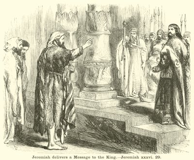 ارميا يسلم رسالة الى الملك ، ارميا ، السادس والثلاثون ، 29 بواسطة مدرسة اللغة الإنجليزية