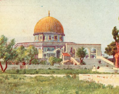 القدس، قبة الصخرة في القدس (طباعة حجرية ملونة) بواسطة مدرسة اللغة الإنجليزية