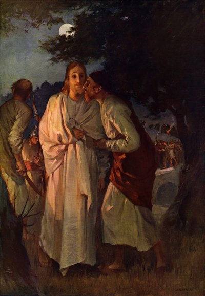 Jesus And Judas (colour litho) بواسطة مدرسة اللغة الإنجليزية