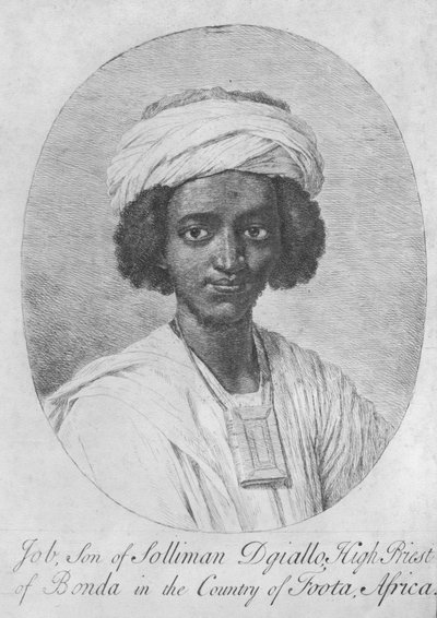 أيوب ، ابن سليمان دجياللو ، رئيس كهنة بوندا في بلد فوتا ، إفريقيا ، c.1750 (النقش والحفر) بواسطة مدرسة اللغة الإنجليزية