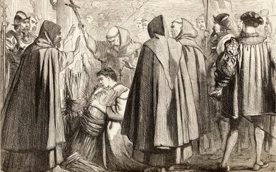 جون فريث على وشك أن يُحرق على المحك بدعة عام 1533 ، 1865 (نقش الخشب) بواسطة مدرسة اللغة الإنجليزية