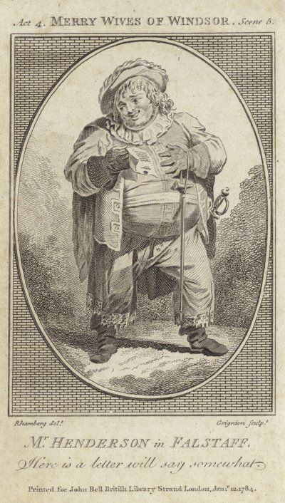 جون هندرسون مثل Falstaff في The Merry Wives of Windsor بواسطة مدرسة اللغة الإنجليزية