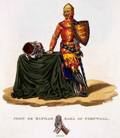 جون إلثام ، إيرل كورنوال (1316-36) 1329 ، نقش بواسطة دبليو مادوكس ، من "Ancient Armor" بقلم صموئيل راش ميريك بواسطة مدرسة اللغة الإنجليزية