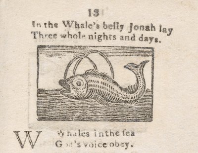 "Jonah in the Whale’s Belly" ، رسم توضيحي للحرف W ، من "أبجدية الطفل ..." ، حوالي 1820 (نقش) بواسطة مدرسة اللغة الإنجليزية