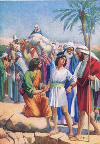 باع يوسف من قبل أشقائه ، من كتاب مصور الكتاب المقدس الذي نشره توماس نيلسون ، حوالي 1950 بواسطة مدرسة اللغة الإنجليزية