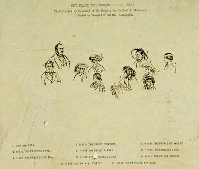 لوحة مفاتيح لصورة للعائلة المالكة في أوزبورن هاوس ، 1857 (انظر 190050) بواسطة مدرسة اللغة الإنجليزية
