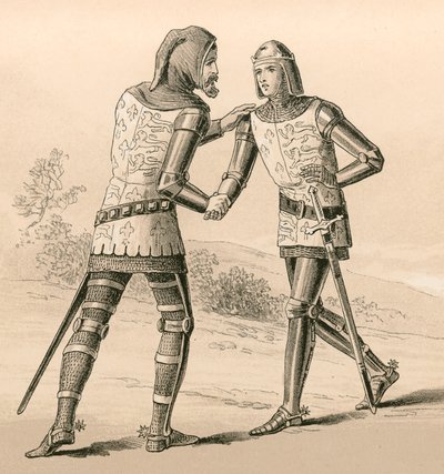 الملك إدوارد الثالث يحيي ابنه الأمير الأسود بعد معركة كريسي بواسطة مدرسة اللغة الإنجليزية