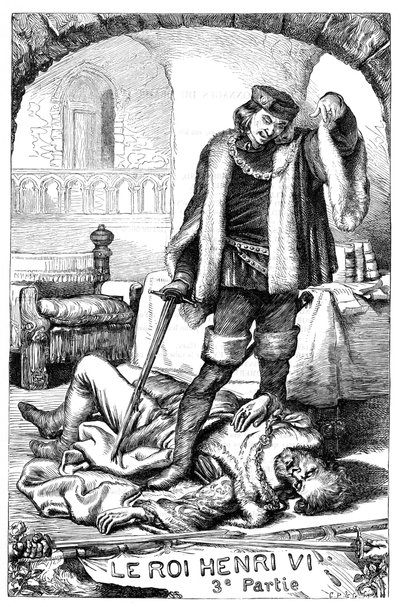 الملك هنري السادس - هنري السادس الجزء 3 - رسم توضيحي في "" يكمل دي ويليام شكسبير "1866 - تم استعارة الرسوم التوضيحية والشكل العام لهذه الطبعة من شكسبير المصور لكاسيل ، والذي نُشر في لندن بواسطة مدرسة اللغة الإنجليزية