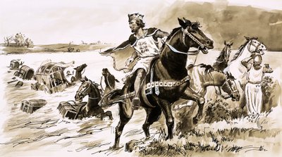 تعرض الملك جون للسرقة من قبل المد (الغواش على الورق) بواسطة مدرسة اللغة الإنجليزية