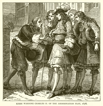 كيربي يحذر تشارلز الثاني من مؤامرة الاغتيال ، 1678 بواسطة مدرسة اللغة الإنجليزية