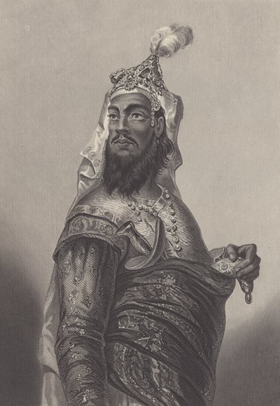كونوار سينغ، القائد العسكري الهندي ضد البريطانيين في بيهار أثناء التمرد الهندي (نقش) بواسطة مدرسة اللغة الإنجليزية
