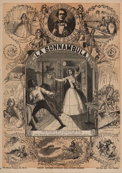 La Sonnambula ، إحدى الأغاني المصورة لسام كويل (لون ليثو) بواسطة مدرسة اللغة الإنجليزية