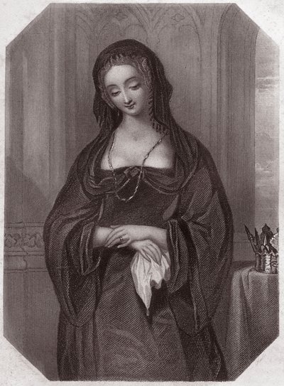 ليدي جراي (هنري السادس) (هنري السادس) (إليزابيث وودفيل) في - "" Galerie des femmes de Shakespeare ، مجموعة من خمسة وأربعين صورة جادة لفنانين من أوائل لندن ، غنية بالإشعارات النقدية والأدبية "" حوالي عام 1838 - من " معرض صور نساء بواسطة مدرسة اللغة الإنجليزية