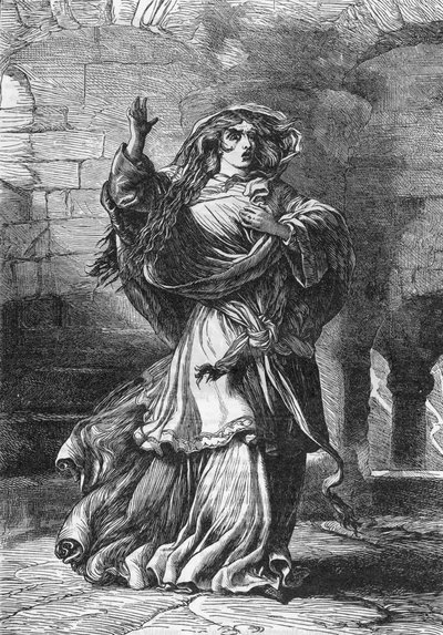 ليدي ماكبث (الفصل الثاني) (ماكبث) - رسم توضيحي في "" يُكمل دي ويليام شكسبير "" 1866 - الرسوم التوضيحية والشكل العام لهذه الطبعة مستعارة من شكسبير المصور لكاسيل ، المنشور في لندن بواسطة مدرسة اللغة الإنجليزية