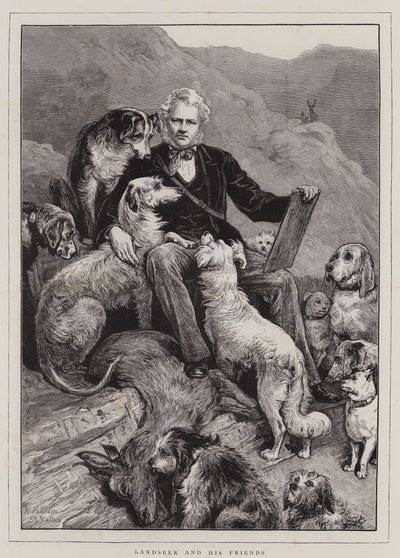 Landseer وأصدقائه (نقش) بواسطة مدرسة اللغة الإنجليزية
