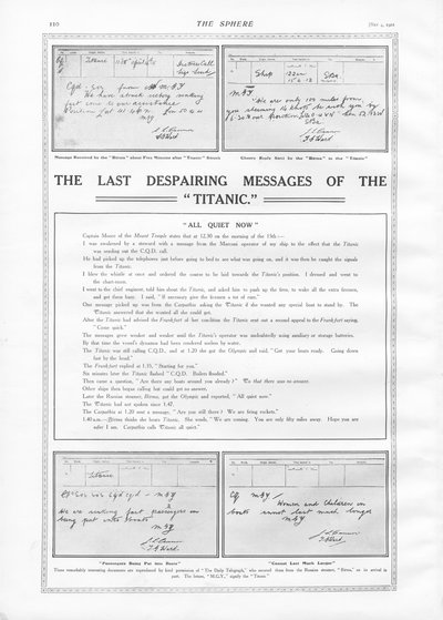 آخر رسائل تيتانيك ، من المجال ، 04 مايو 1912 بواسطة مدرسة اللغة الإنجليزية