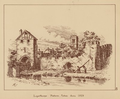 لايرثورب بوستيرن (Layerthorpe Postern)، أُزيلت عام 1829 (مطبوعة حجرية) بواسطة مدرسة اللغة الإنجليزية