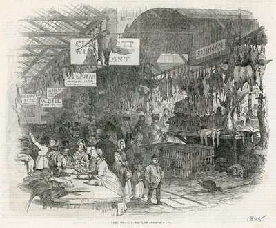 سوق ليدنهال عشية عيد الميلاد ، 1845 بواسطة مدرسة اللغة الإنجليزية