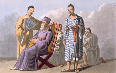 رئيس Lewchewan والمدعوين ، 1820 (ألوان مائية) بواسطة مدرسة اللغة الإنجليزية