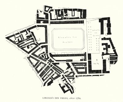 لنكولن إن فيلدز ، حوالي عام 1780 (ليثو) بواسطة مدرسة اللغة الإنجليزية