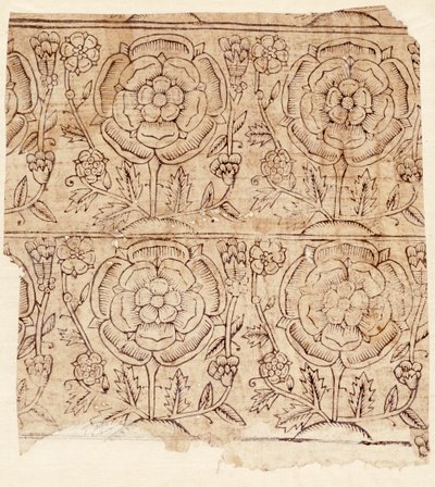 ورق بطانة بنمط تيودور روز ، c.1550 (طبعة خشبية) بواسطة مدرسة اللغة الإنجليزية
